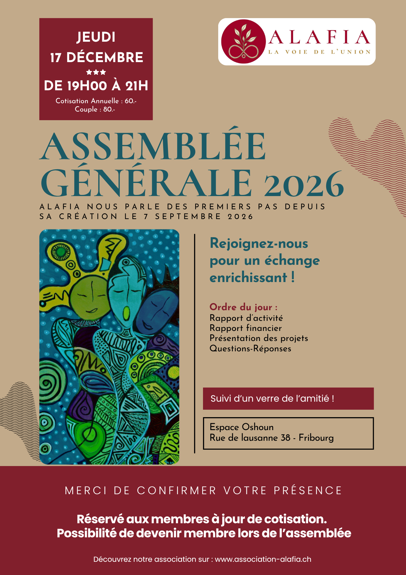 Assemblée générale Alafia Ouidah-Fribourg, la voie de l'union - Rejoignez-nous !